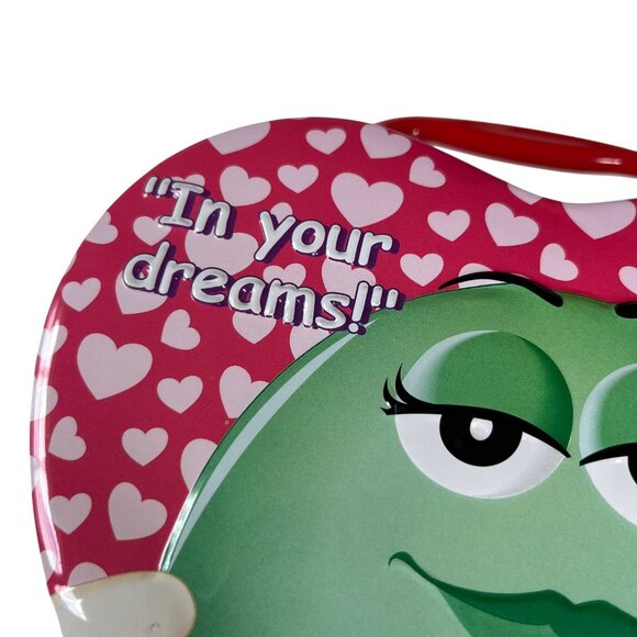 M&Ms Heart-Shaped Metal Tin Lunchbox Handle & Lock Valentines - Picture 8 of 9